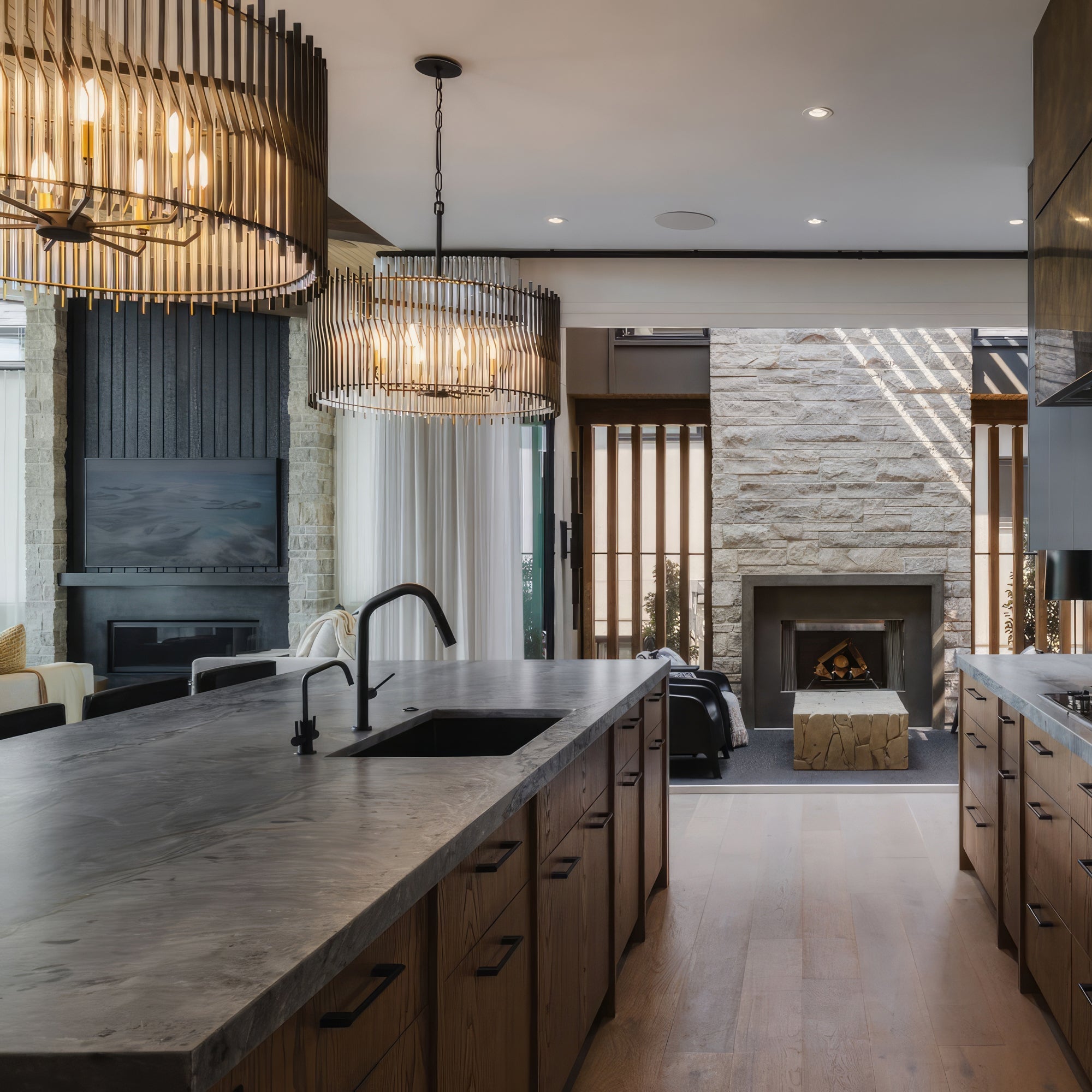 Park Row 10 Light   Pendant - Matte Black/French Gold