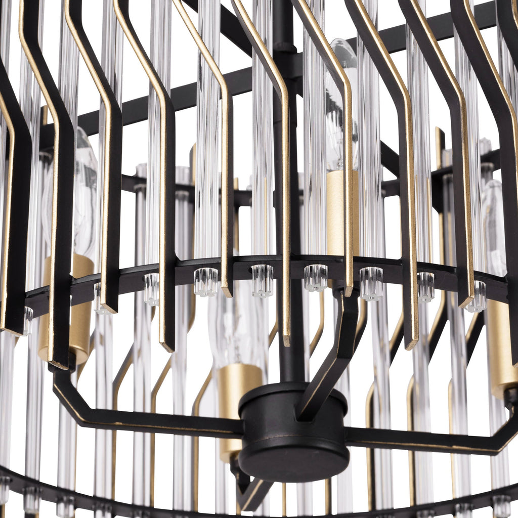 Park Row 4 Light   Semi-Flush - Matte Black/French Gold