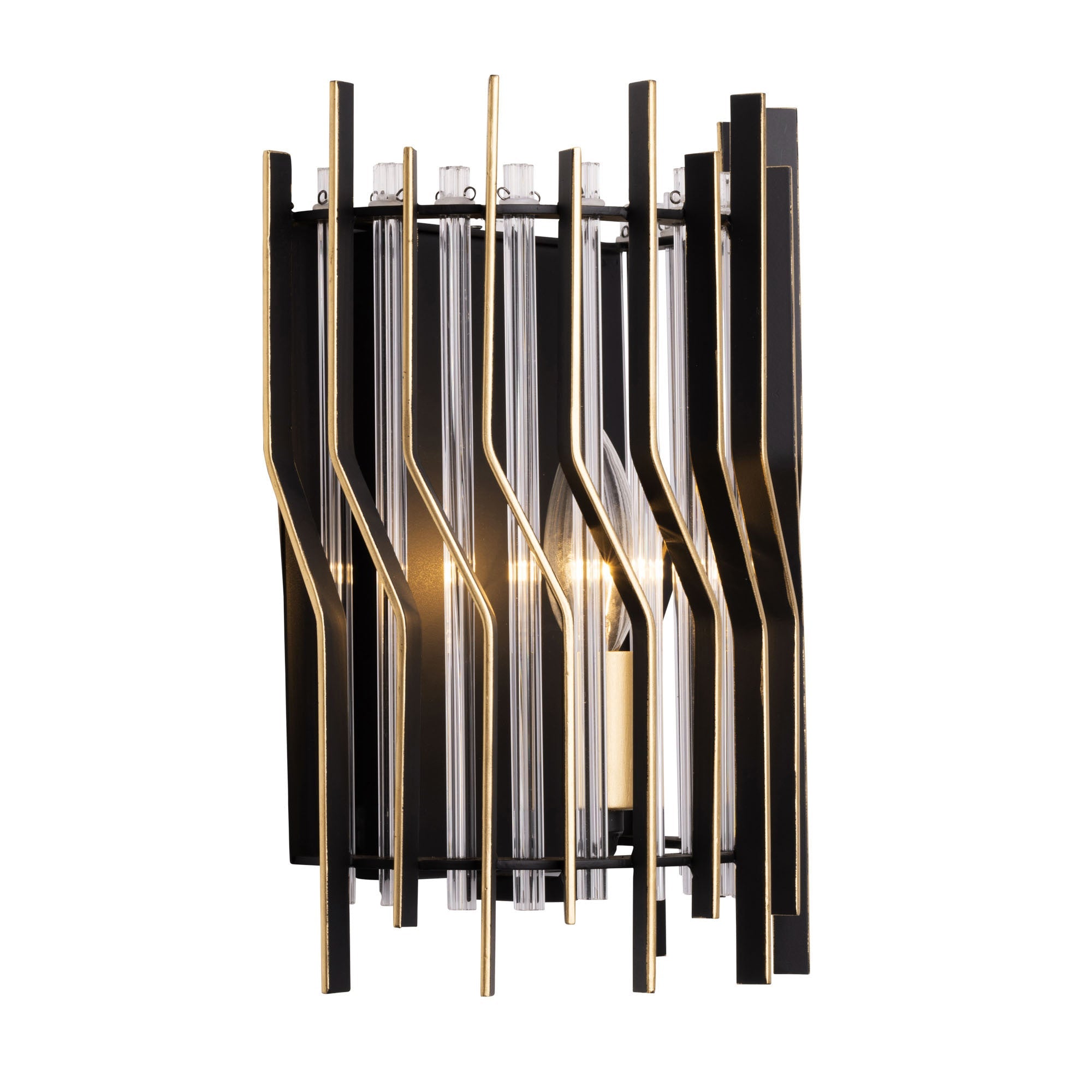 Park Row 1 Light   Sconce - Matte Black/French Gold