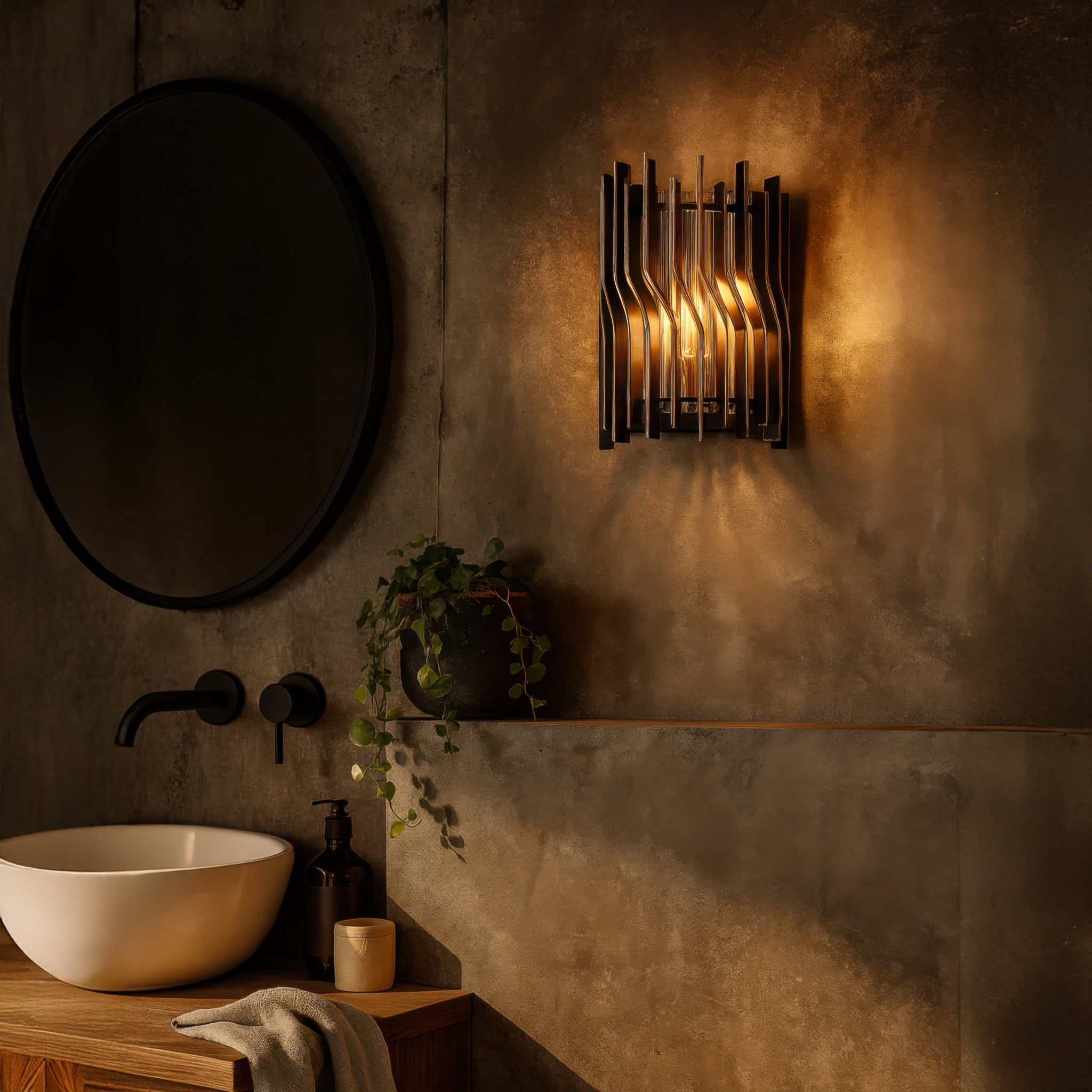 Park Row 1 Light   Sconce - Matte Black/French Gold