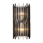 Park Row 2 Light   Sconce - Matte Black/French Gold