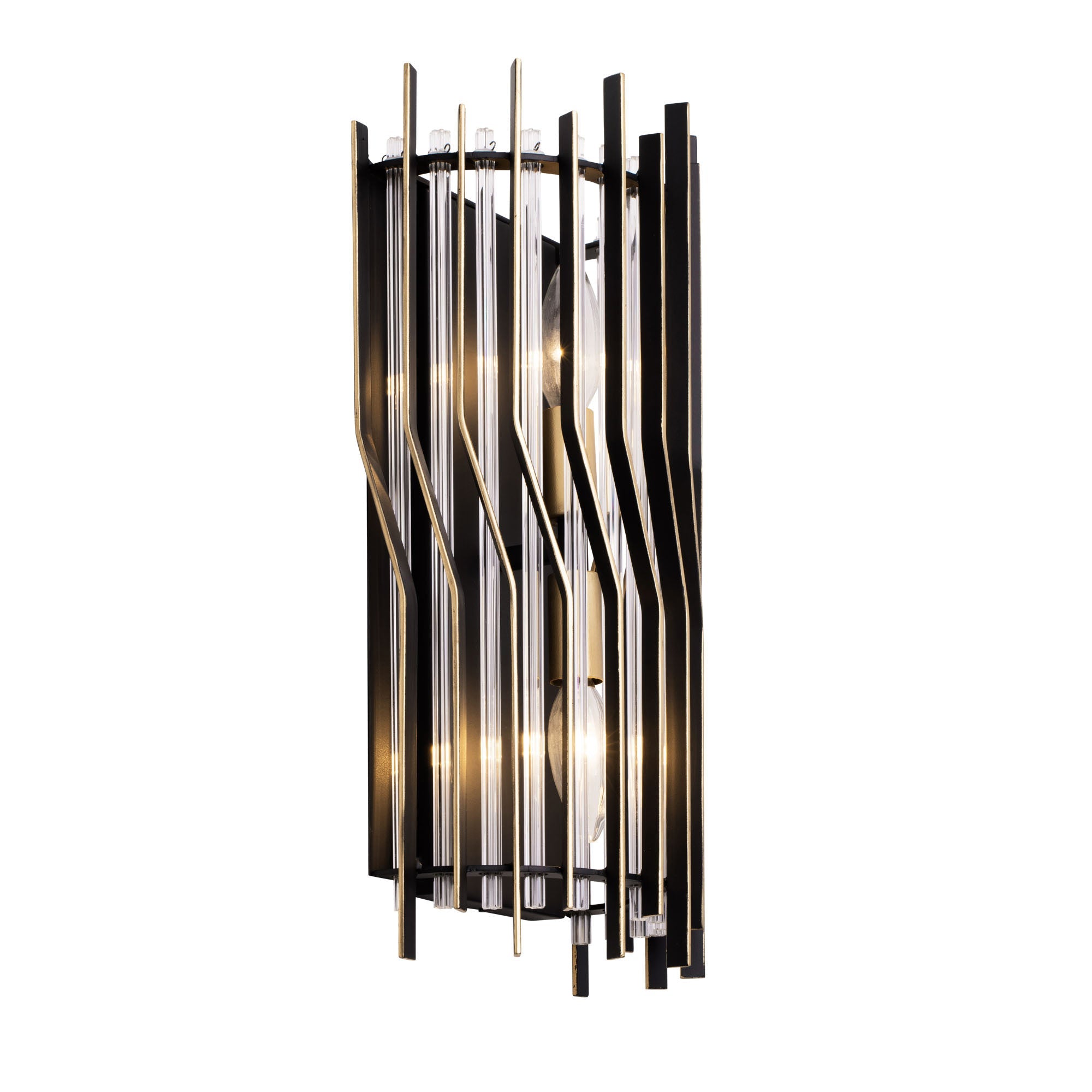 Park Row 2 Light   Sconce - Matte Black/French Gold