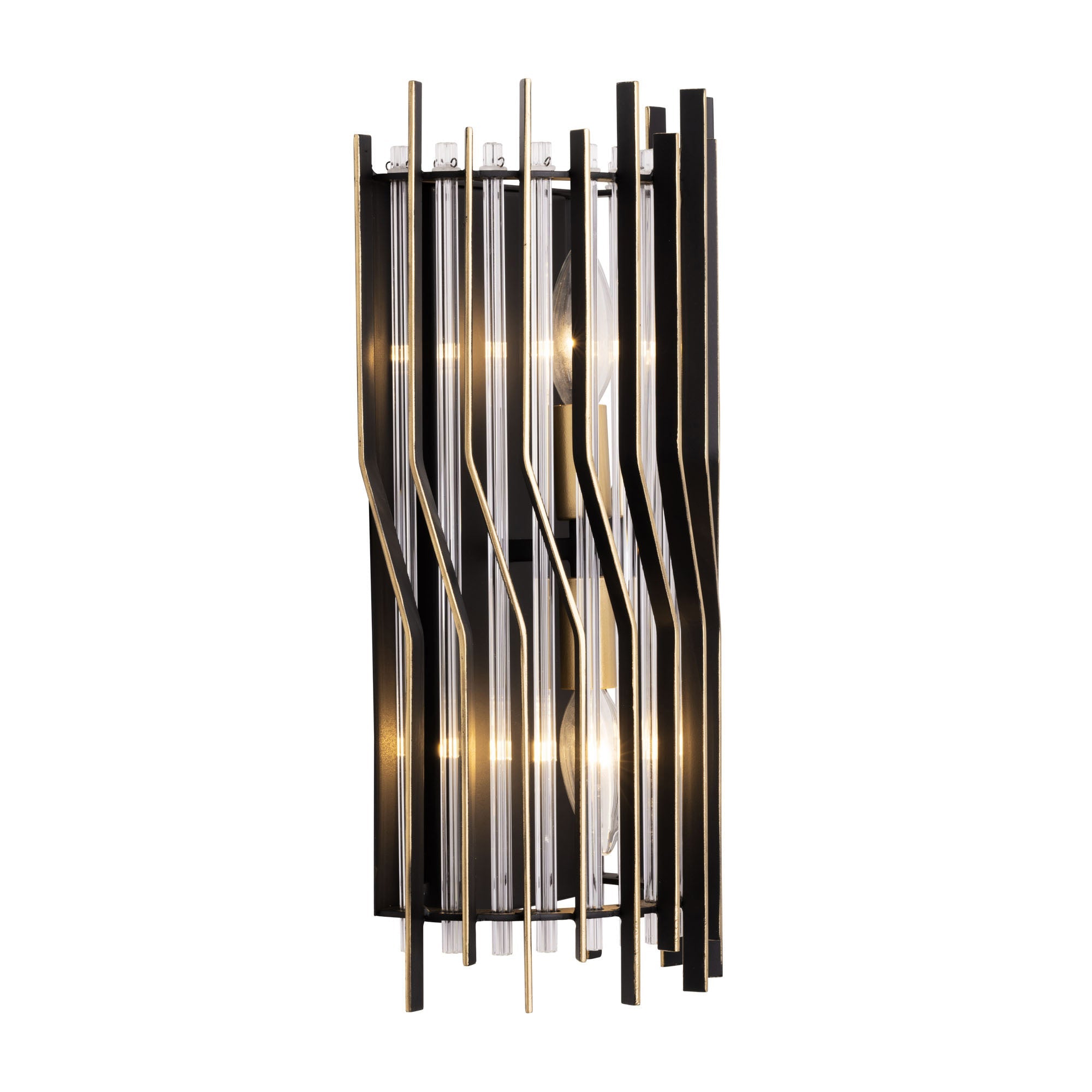 Park Row 2 Light   Sconce - Matte Black/French Gold