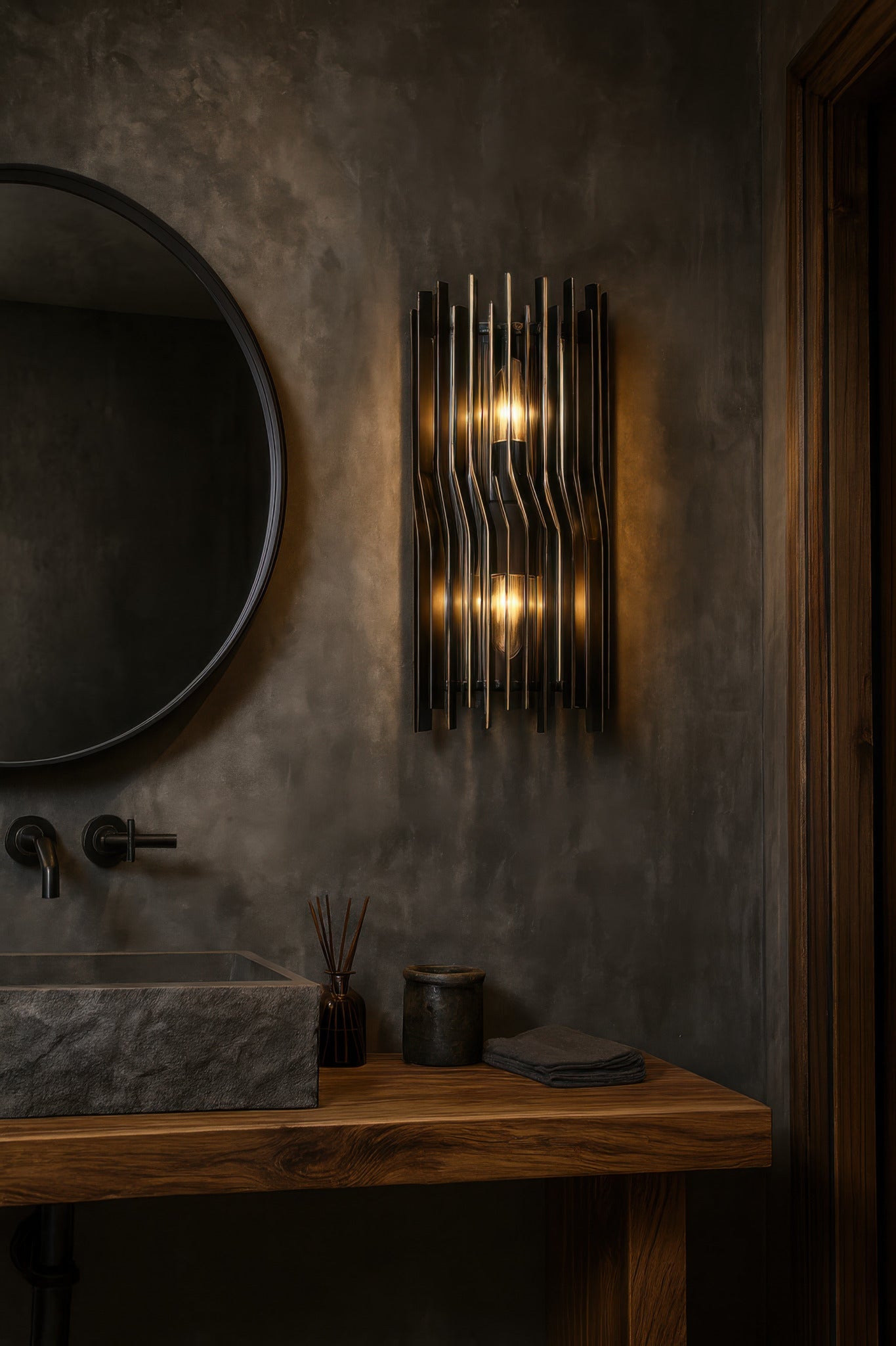 Park Row 2 Light   Sconce - Matte Black/French Gold