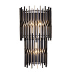 Park Row 3 Light Sconce - Matte Black/French Gold