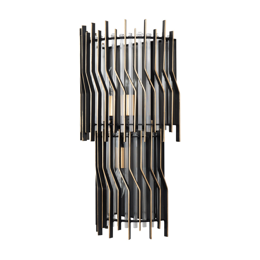 Park Row 3 Light Sconce - Matte Black/French Gold
