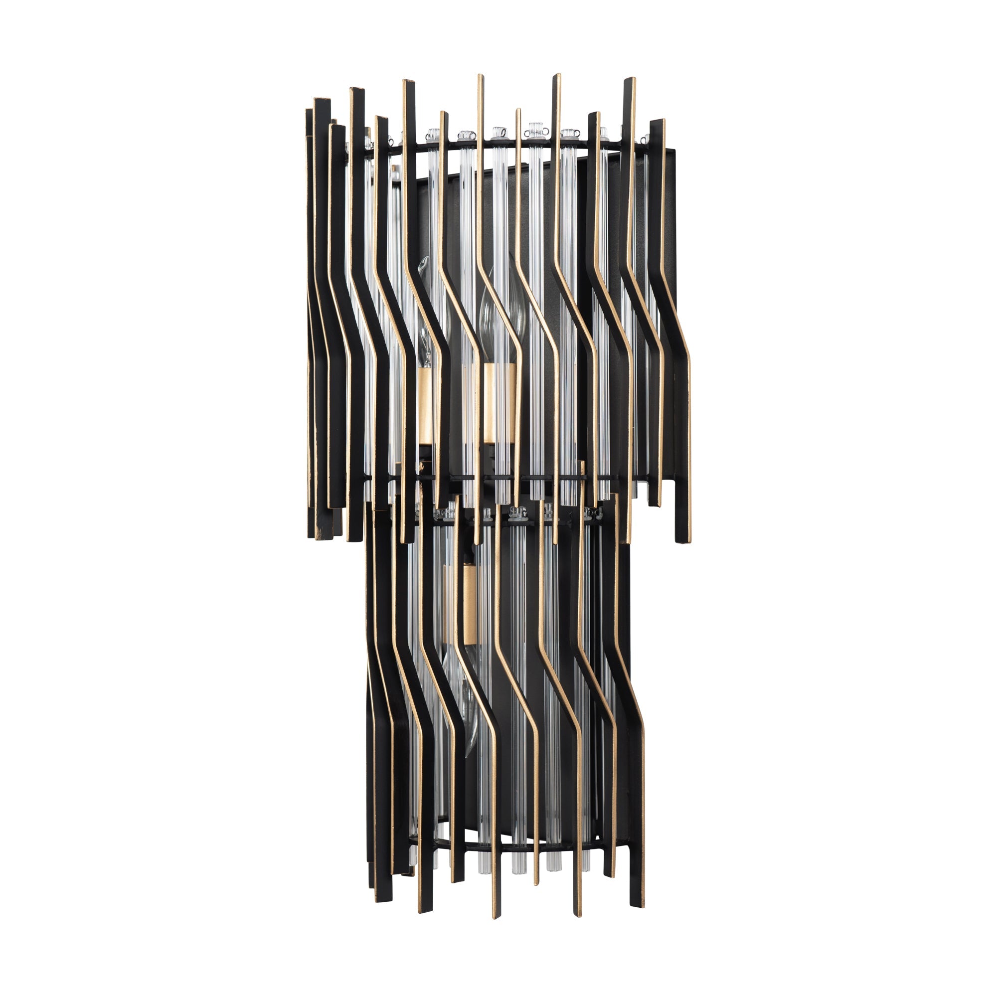 Park Row 3 Light Sconce - Matte Black/French Gold