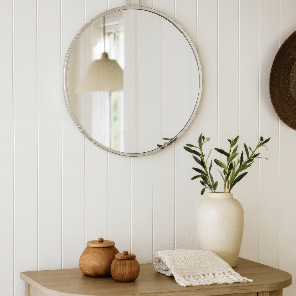 Stopwatch 30-in Round Accent Mirror - Polished Nickel