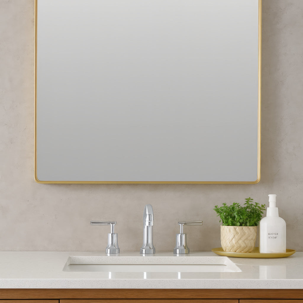 Kye 24x30 Rectangular Rounded Wall Mirror - Gold