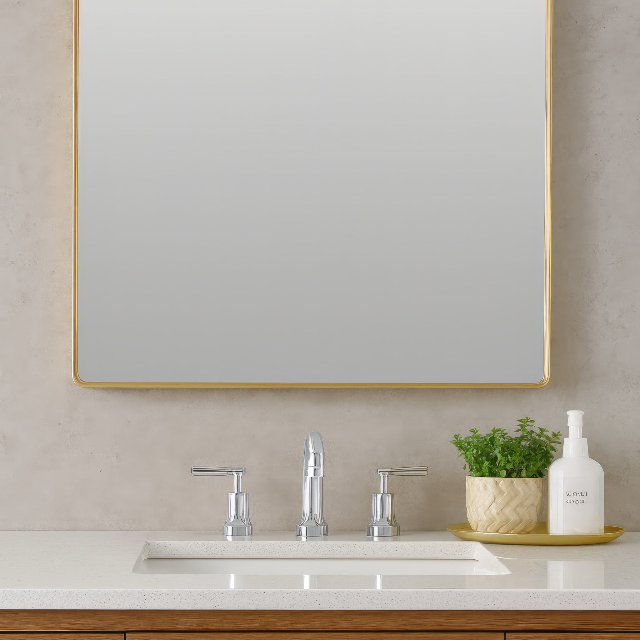 Kye 24x30 Rectangular Rounded Wall Mirror - Gold