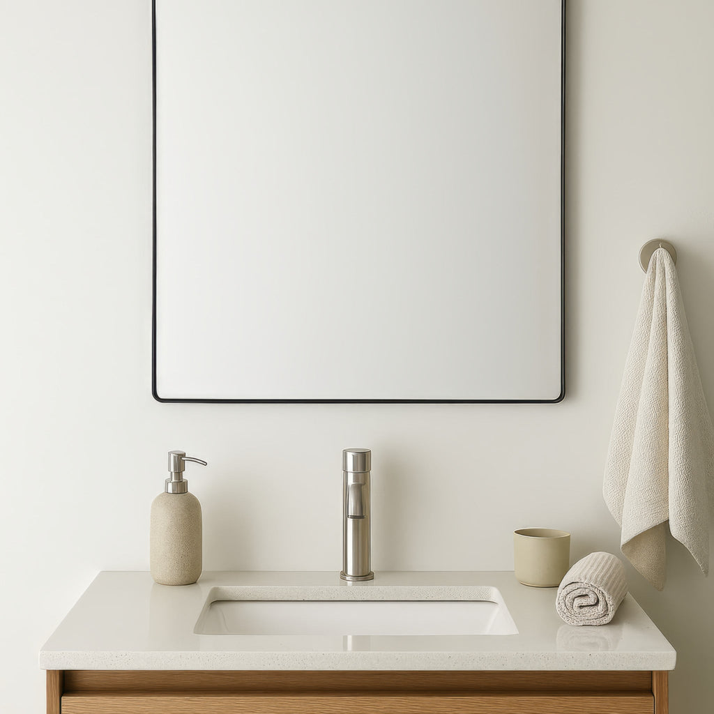 Kye 30x24 Rounded Rectangular Wall Mirror - Polished Nickel