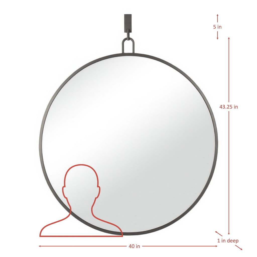 Stopwatch 40-in Round Mirror - Black