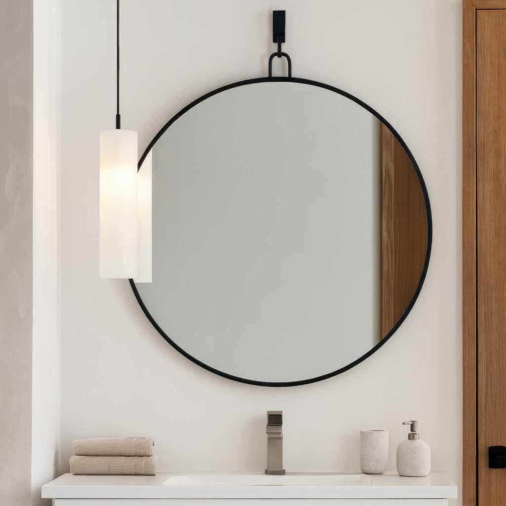 Stopwatch 40-in Round Mirror - Black