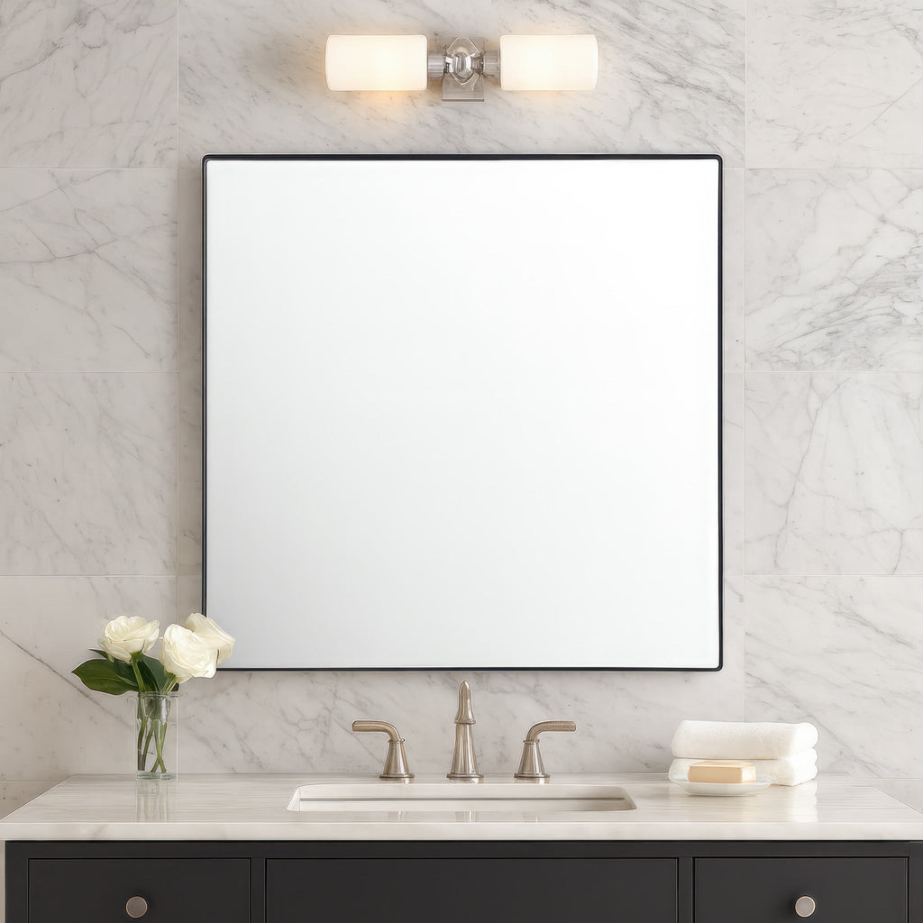 Kye 30x30 Rounded Square Wall Mirror - Black