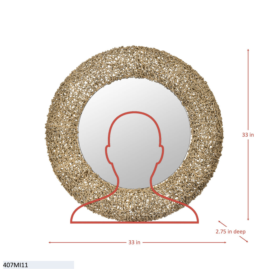 Tangled 33-in Wall Mirror - Natural Rope