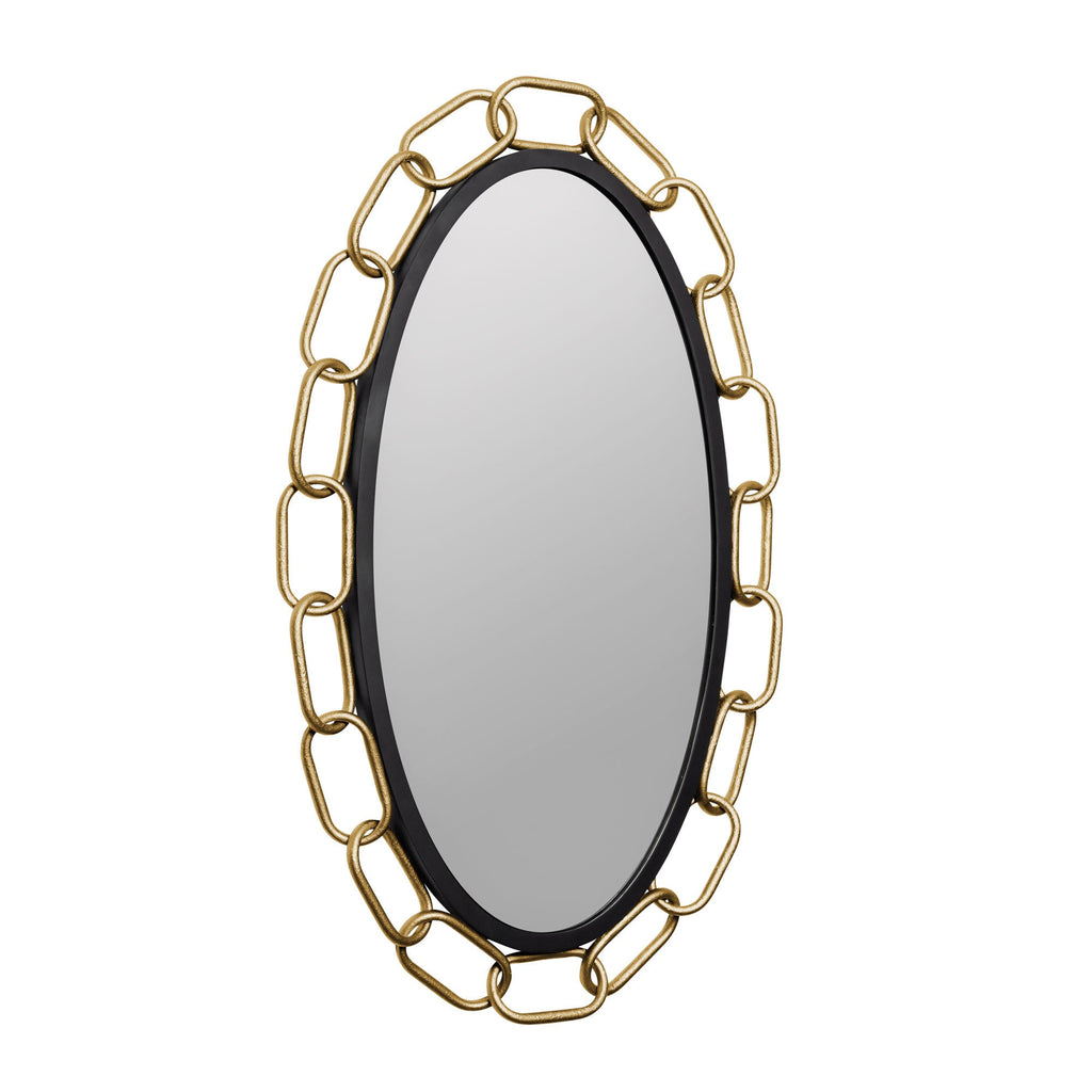 Chains of Love 24x40 Oval Wall Mirror - Matte Black/Textured Gold