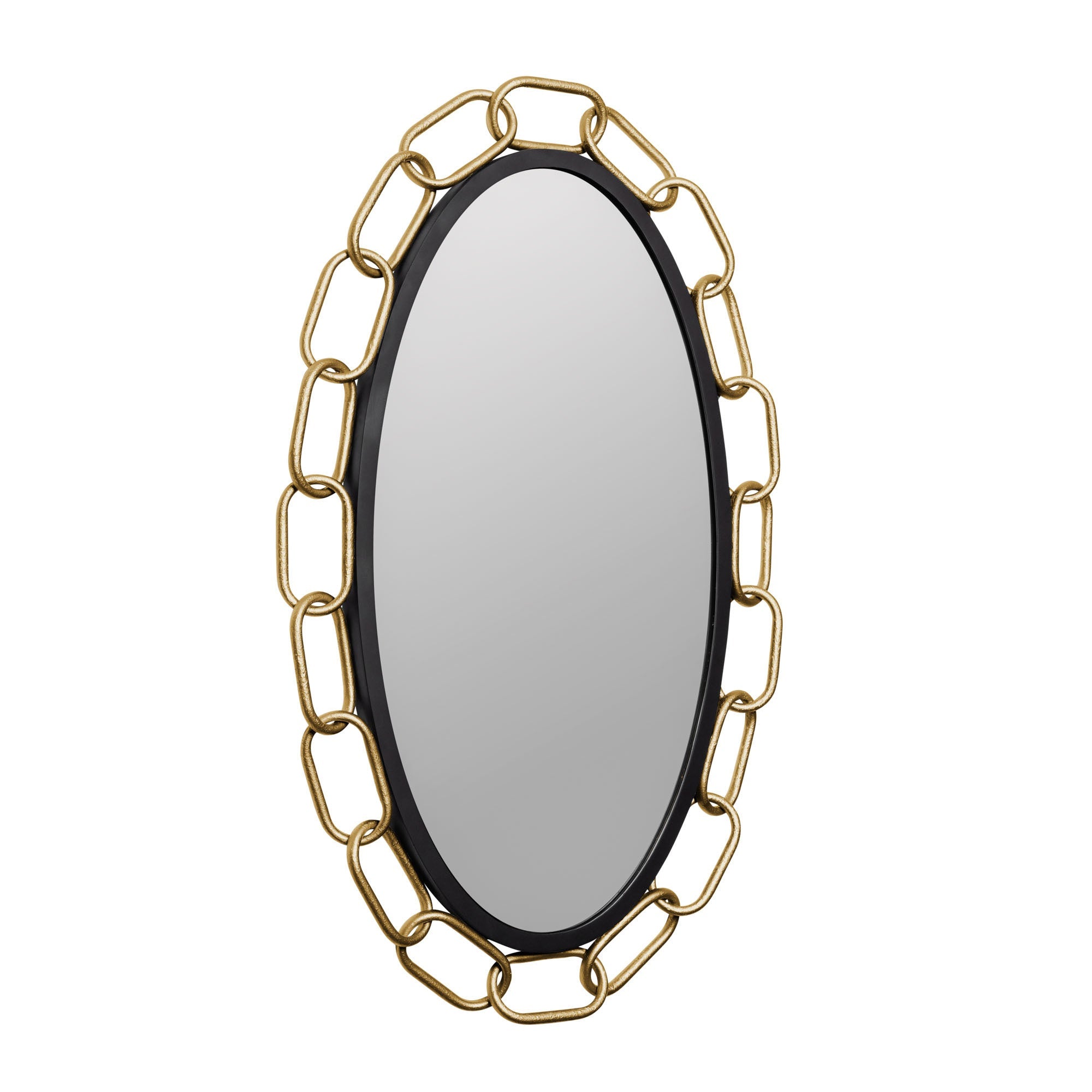 Chains of Love 24x40 Oval Wall Mirror - Matte Black/Textured Gold