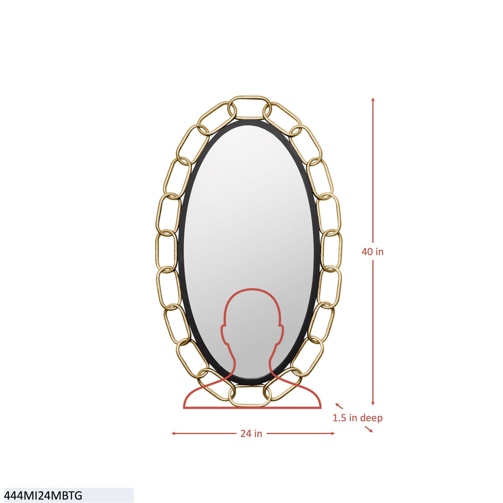 Chains of Love 24x40 Oval Wall Mirror - Matte Black/Textured Silver