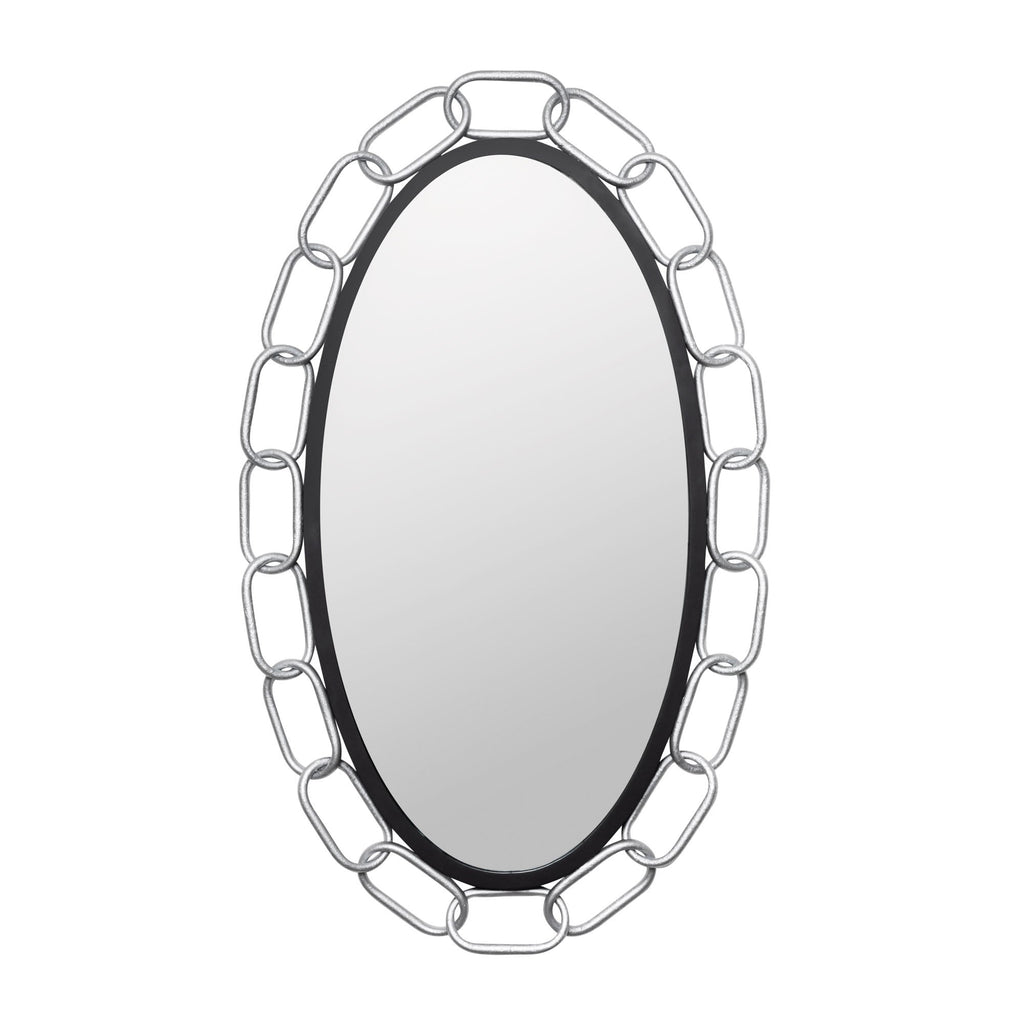 Chains of Love 24x40 Oval Wall Mirror - Matte Black/Textured Silver