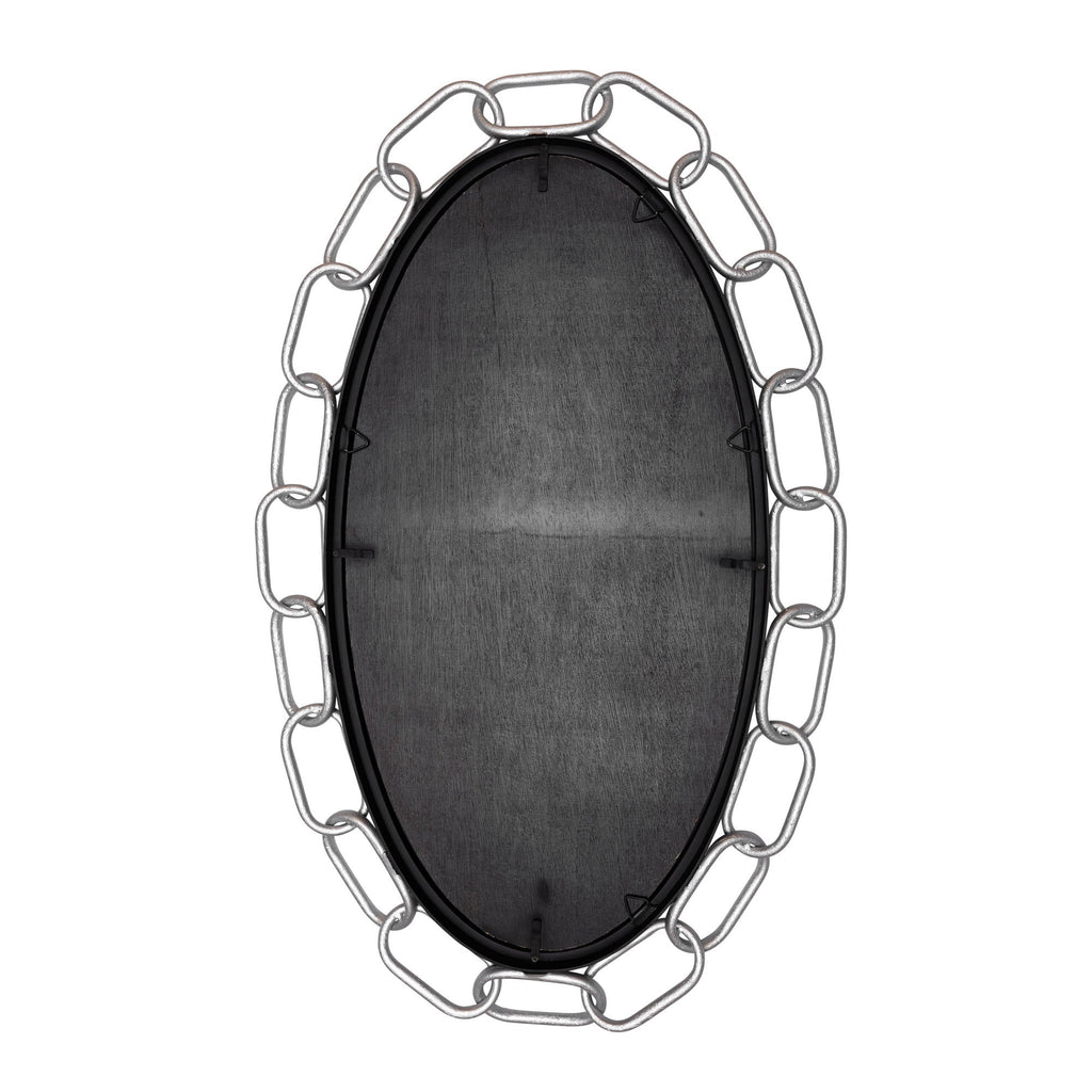 Chains of Love 24x40 Oval Wall Mirror - Matte Black/Textured Silver