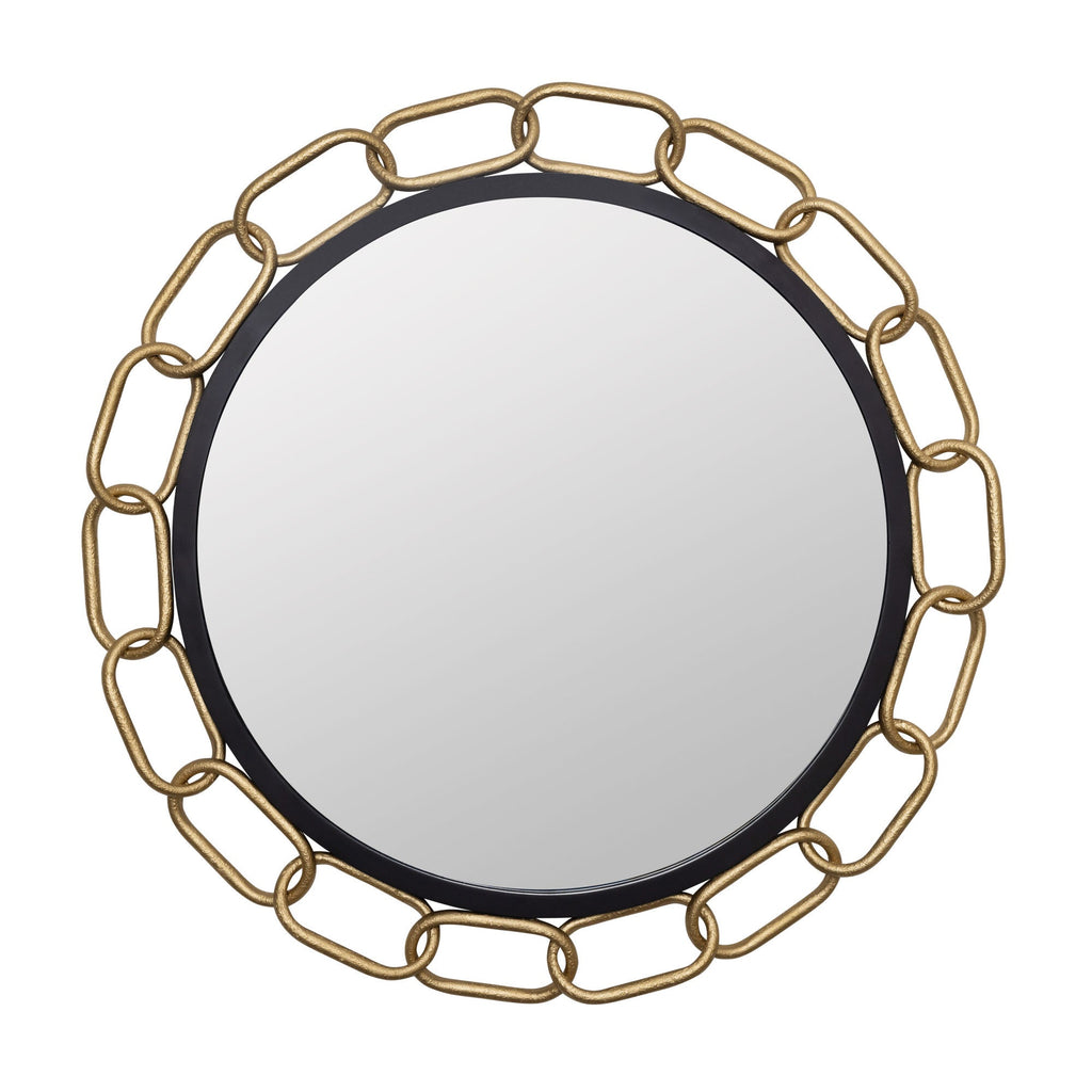 Chains of Love 30-in Round Wall Mirror - Matte Black/Textured Gold