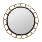 Chains of Love 30-in Round Wall Mirror - Matte Black/Textured Gold