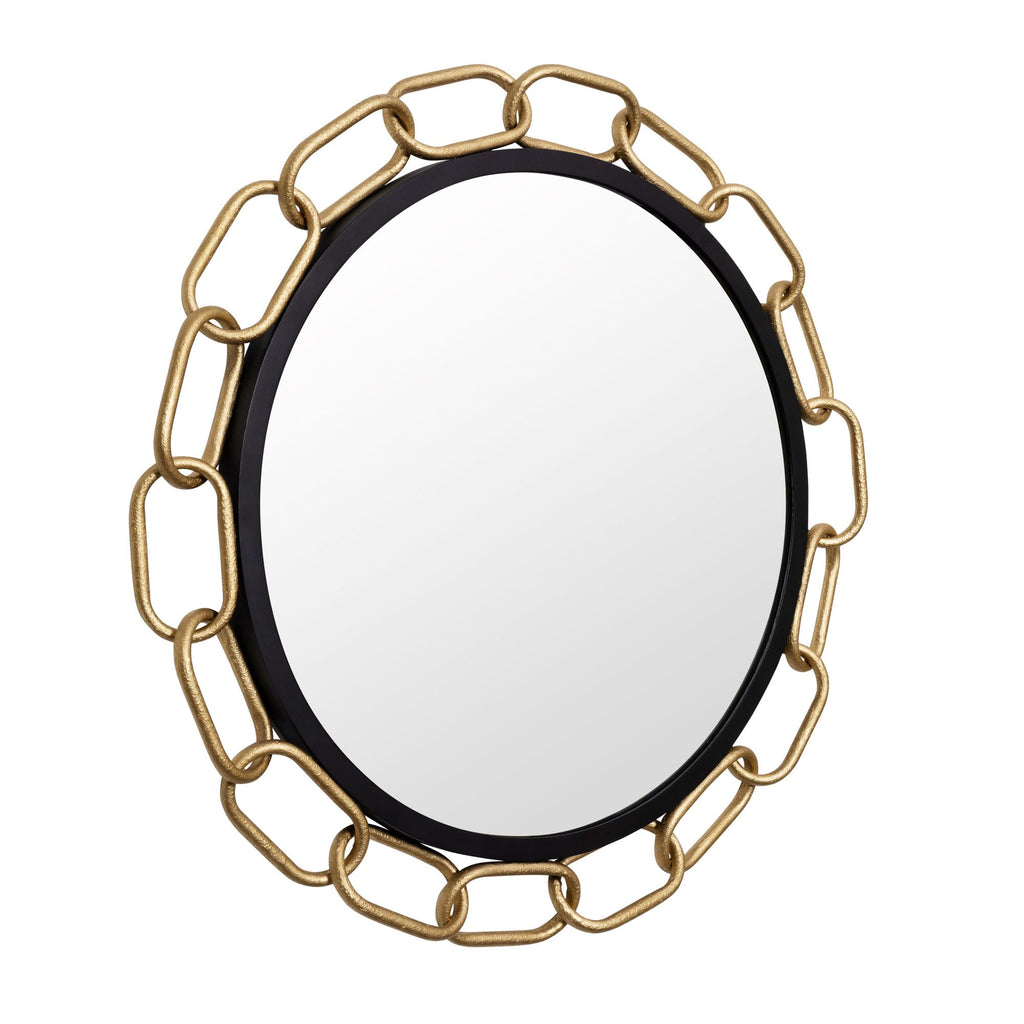 Chains of Love 30-in Round Wall Mirror - Matte Black/Textured Gold