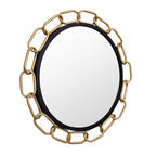 Chains of Love 30-in Round Wall Mirror - Matte Black/Textured Gold