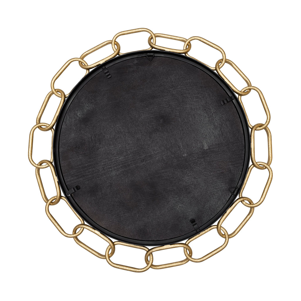 Chains of Love 30-in Round Wall Mirror - Matte Black/Textured Gold