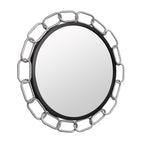 Chains of Love 30-in Round Wall Mirror - Matte Black/Textured Silver
