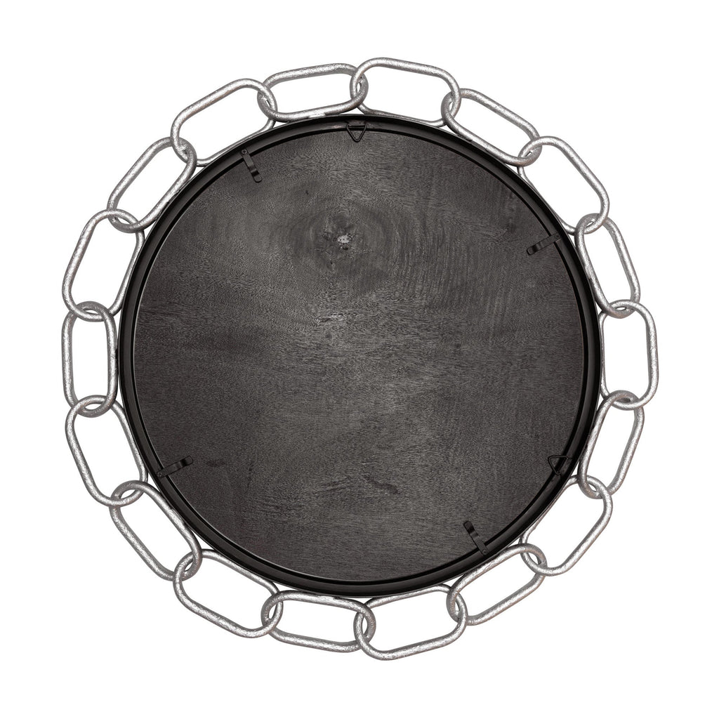 Chains of Love 30-in Round Wall Mirror - Matte Black/Textured Silver