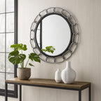 Chains of Love 30-in Round Wall Mirror - Matte Black/Textured Silver