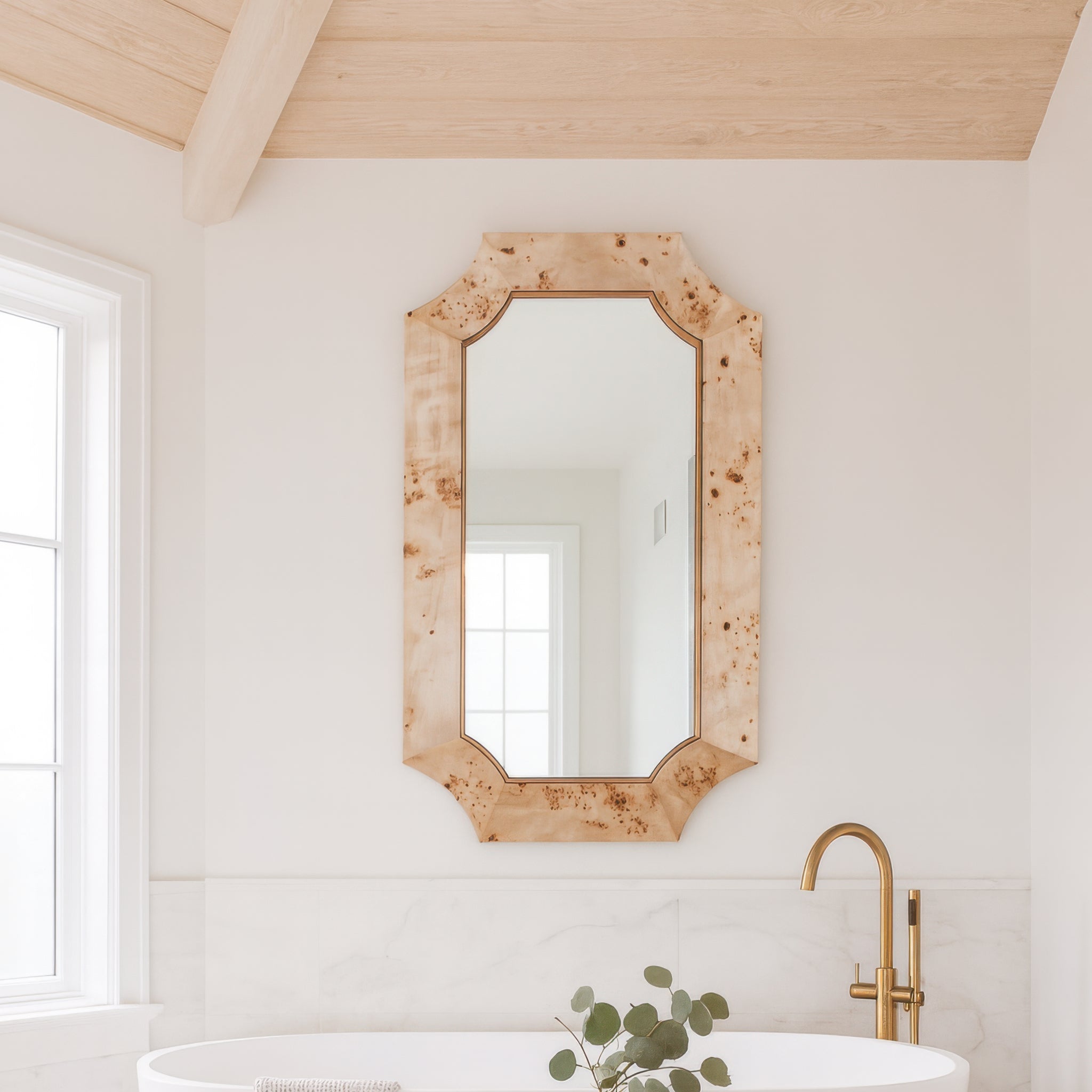 Farra 26x44 Wall Mirror - Poplar Burl/Weathered Brass