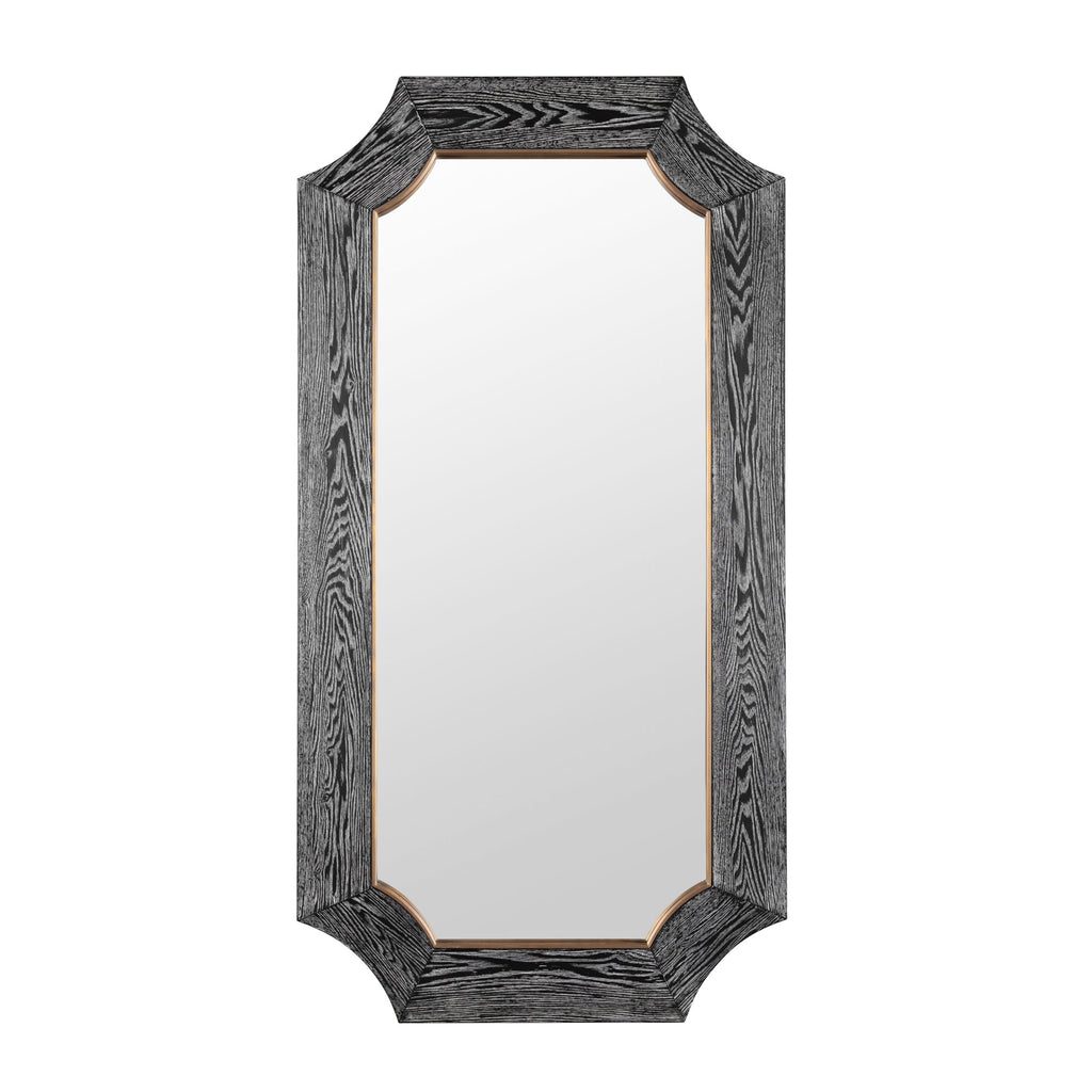 Farra 28x54 Wall Mirror - Cerused Black/Weathered Brass