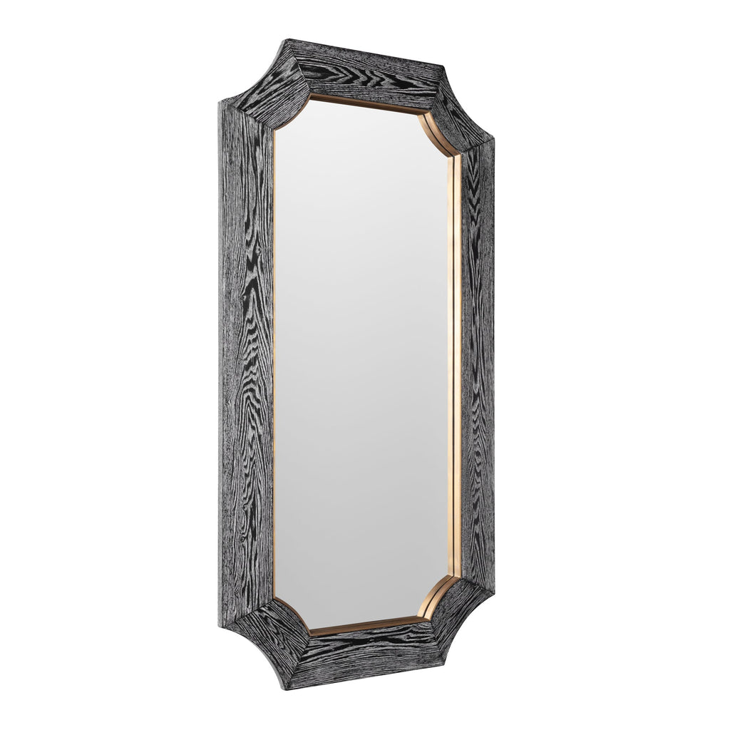 Farra 28x54 Wall Mirror - Cerused Black/Weathered Brass