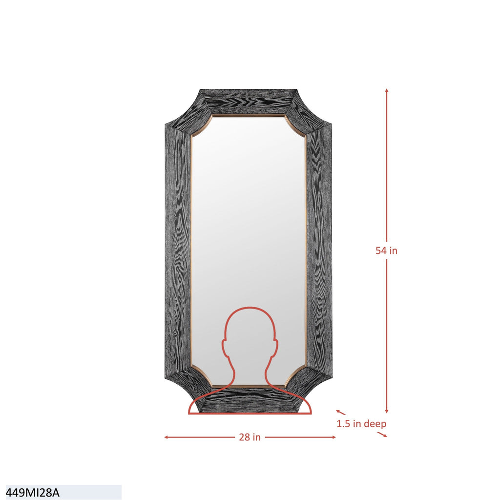 Farra 28x54 Wall Mirror - Cerused Black/Weathered Brass