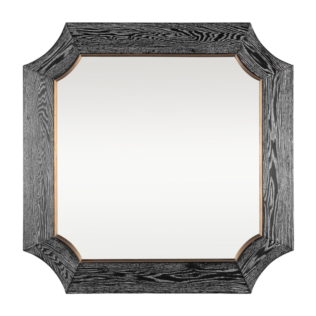 Farra 36x36 Wall Mirror - Cerused Black/Weathered Brass