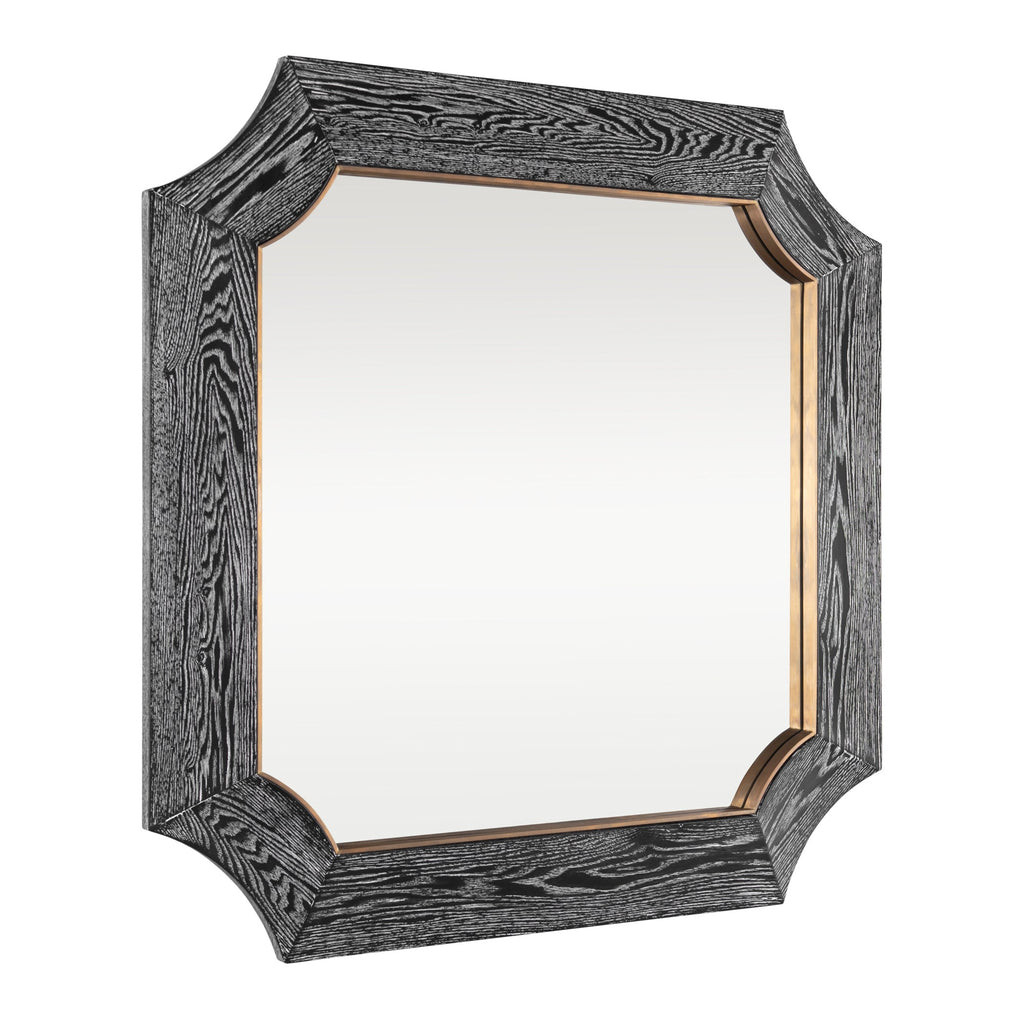 Farra 36x36 Wall Mirror - Cerused Black/Weathered Brass