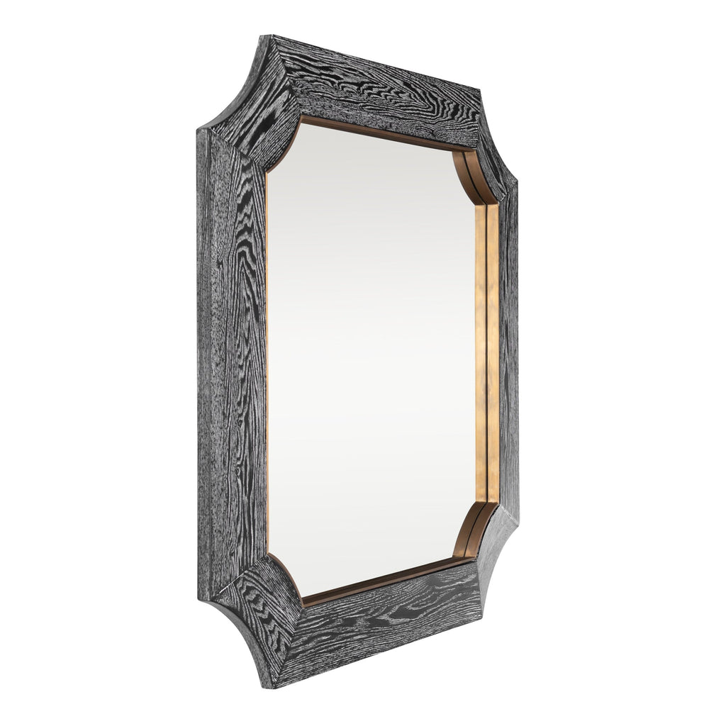 Farra 36x36 Wall Mirror - Cerused Black/Weathered Brass