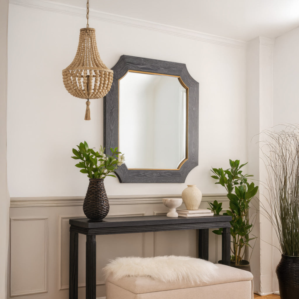 Farra 36x36 Wall Mirror - Cerused Black/Weathered Brass