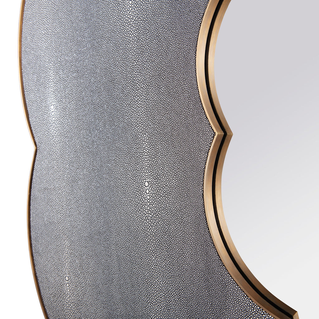 Scallop 54-in Wall Mirror - Gray Shagreen/Weathered Brass