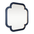 Swiss 36x36 Wall Mirror - Dark Blue Grasscloth/Weathered Brass
