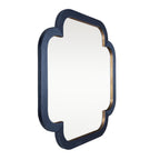 Swiss 36x36 Wall Mirror - Dark Blue Grasscloth/Weathered Brass