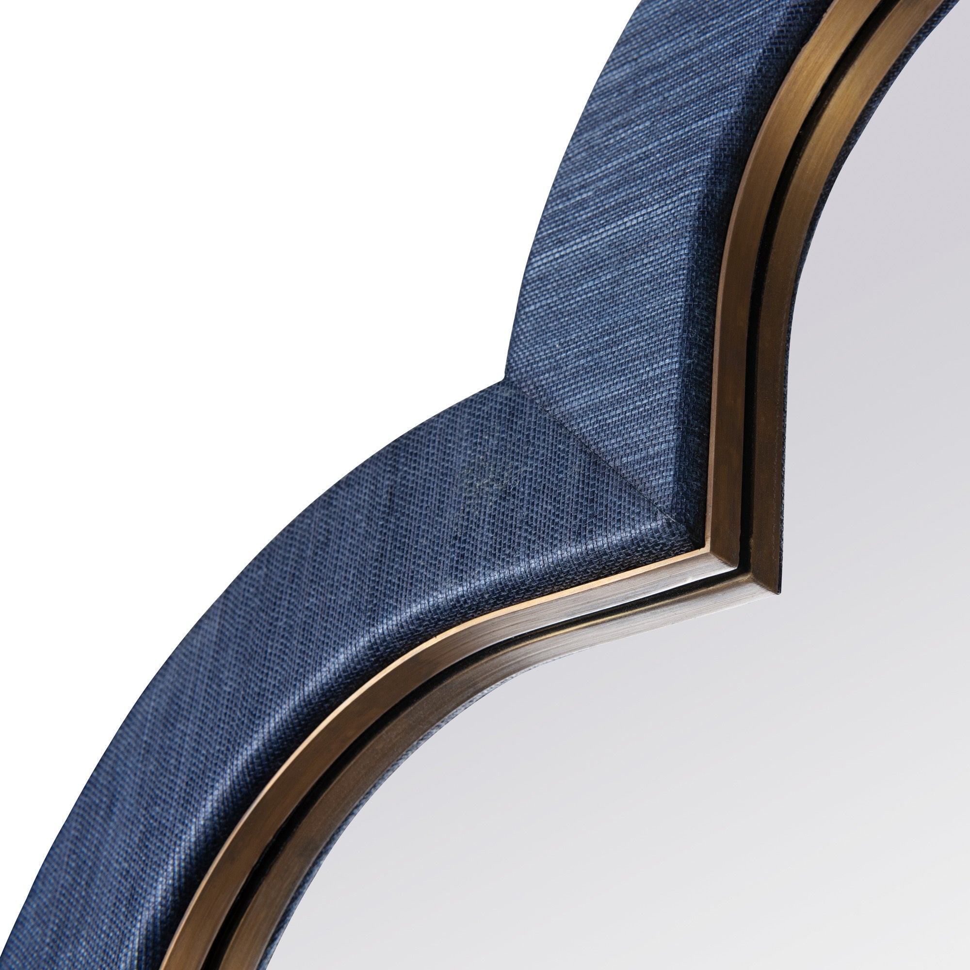 Swiss 36x36 Wall Mirror - Dark Blue Grasscloth/Weathered Brass