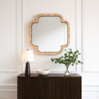 Swiss 36x36 Wall Mirror - Poplar Burl/Weathered Brass