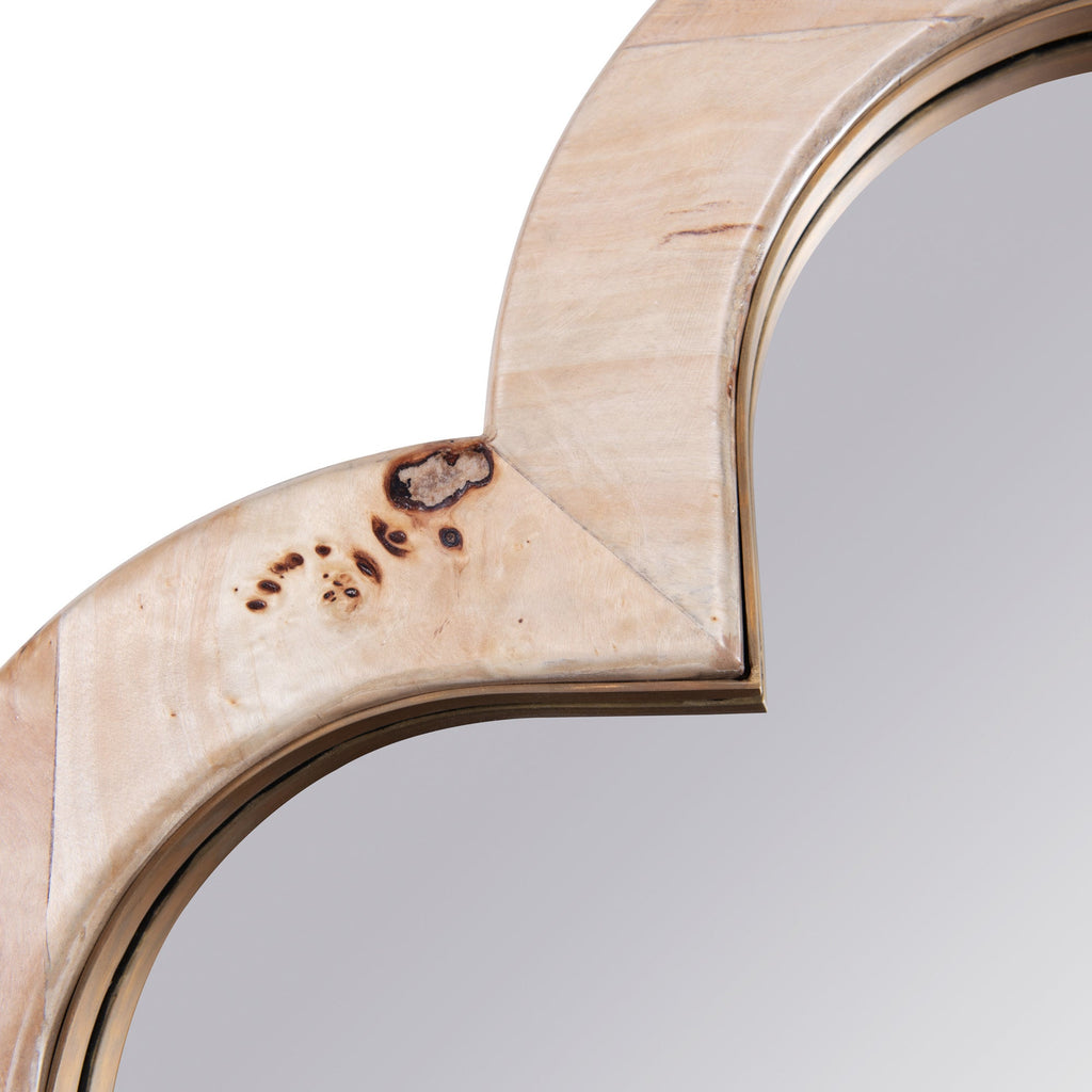 Swiss 50x50 Wall Mirror - Poplar Burl/Weathered Brass