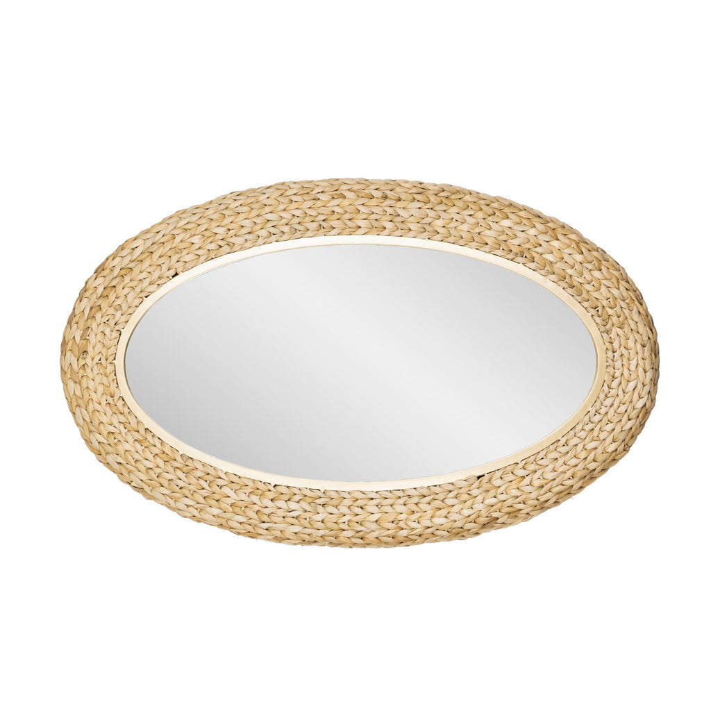 Athena 24x40 Oval Wall Mirror - French Gold/Natural Seagrass