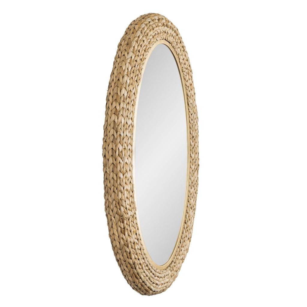 Athena 24x40 Oval Wall Mirror - French Gold/Natural Seagrass