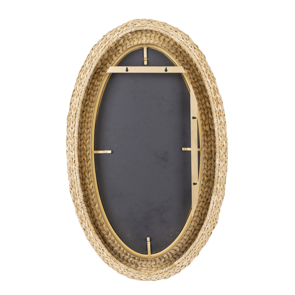 Athena 24x40 Oval Wall Mirror - French Gold/Natural Seagrass