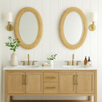 Athena 24x40 Oval Wall Mirror - French Gold/Natural Seagrass